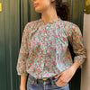 Balloon blouse with three-quarter sleeves