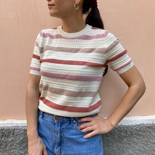 Top girocollo a righine