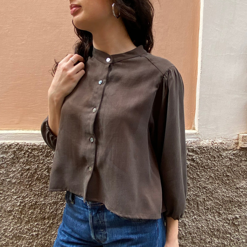Camicia con maniche a sbuffo colore blu | Liu Jo
