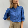 Short blouse with puff sleeves