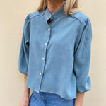 Short blouse with puff sleeves